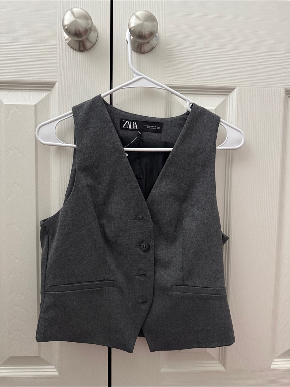 ZARA Charcoal Gray Button-Front Sleeveless Vest